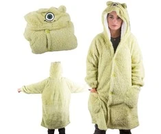 Šiltas oversize XL pledas su gobtuvu, žalia