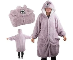 Minkštas ir šiltas oversize pledas su gobtuvu, violetinis