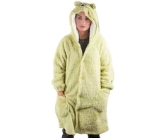 Šiltas oversize XL pledas su gobtuvu, žalia