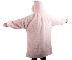 Šiltas oversize XL pledas su gobtuvu, rožinė