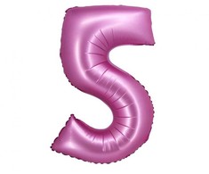 Skaičiaus atlasinės rožinės spalvos, rožinis folijos balionas „5“, 76 cm