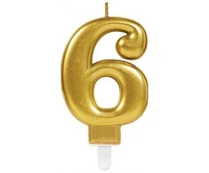 AMSCAN žvakė, aukso numeris 6 - 6, universali