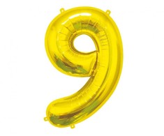 GoDan BALON foliowy Cyfra 9 auksinė 85 cm
