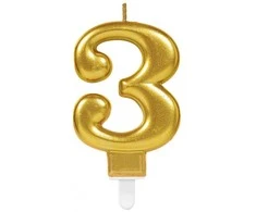 AMSCAN žvakė, aukso numeris trys - 3, universali