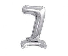 Skaičius B&amp;C Sidabrinis Sidabrinis mini folijos balionas su skaičiumi 7 38 cm