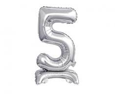 GoDan B&amp;C folijos balionas Stovintis numeris 5, sidabrinis, 38 cm