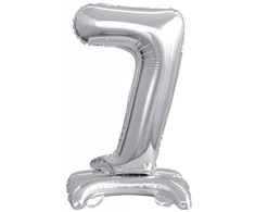 AMSCAN mini folijos balionas numeris 7 su sidabrine pėda 22x40cm 9911730