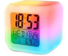 Alarm clock lcd thermometer chameleon luminous
