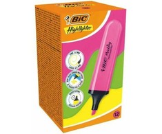 Ryškiai rožinis neoninis žymeklis BIC 12 vnt