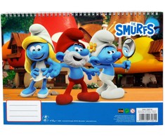 Smurfų kaimo spiralinė A/4 eskizų knygelė su 40 lapų ir lipdukais