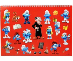 Smurfų kaimo spiralinė A/4 eskizų knygelė su 40 lapų ir lipdukais