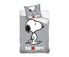 Snoopy pilka patalynės komplektas 140–200 cm, 70 x 90 cm
