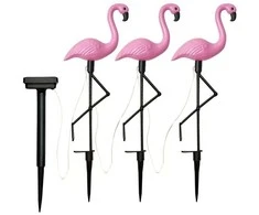 Sodo šviestuvas su saulės baterijomis LED rausvu flamingo formos