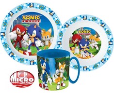 Sonic the Hedgehog vakarienės rinkinys, mikroplastiko rinkinys su 350 ml puodeliu