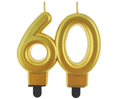 Spalva Auksinė Auksinė 60-ojo gimtadienio žvakė, sunumeruota žvakė
