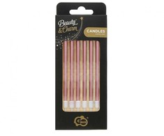 Spalva B&amp;C Metallic Rose Gold torto žvakė, 6 žvakių rinkinys