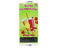 Spalva Juoda Juodas plastikinis šiaudelis 50 vnt.