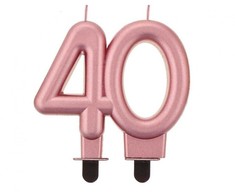 Spalva metalinė rožinio aukso spalvos torto žvakė, žvakės numeris 40