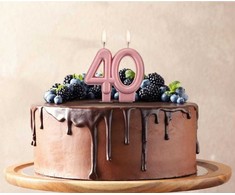 Spalva metalinė rožinio aukso spalvos torto žvakė, žvakės numeris 40