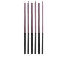 Spalva Platininė alyvinė, violetinė gimtadienio žvakė, 6 žvakių rinkinys