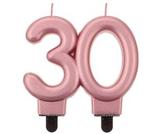 Spalva: rožinio aukso, metalinė, torto žvakė, skaičius: 30