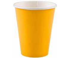 Spalva „Saulėtai geltona“, geltoni popieriniai puodeliai, 8 vnt., 250 ml