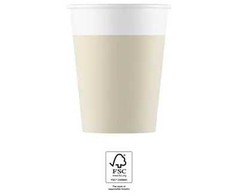 Spalva vienspalvė smėlio spalvos, popieriniai puodeliai, 8 vnt. po 200 ml FSC