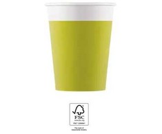 Spalva Vienspalvė Šviesiai Žalia, Žali popieriniai puodeliai 8 vnt. po 200 ml FSC
