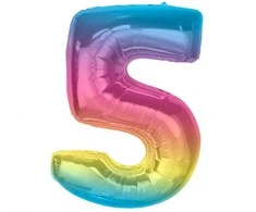 GoDan Foil balionas numeris 5, vaivorykštė Smart, 92 cm