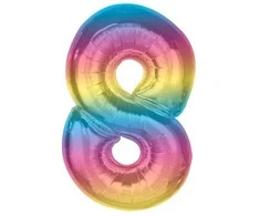 GoDan Foil balionas numeris 8, vaivorykštė Smart, 92 cm