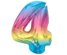 GoDan Foil balionas numeris 4, vaivorykštė Smart, 92 cm