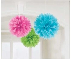 Amscan 18055-90-55, Decorative pom-pom, Mėlyna, Žalias, Rožinė, Round, 40.6 cm, 3 pc(s)