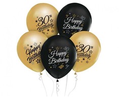 GoDan BALONY su nadrukiem 30 auksinė i juoda 5 vnt 12 cali