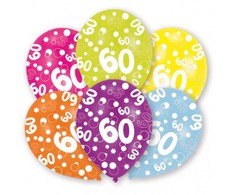Spalvingi „Su gimtadieniu“ balionai, 60 balionų, 6 vnt., 11 colių (27,5 cm)