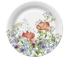 Spalvota pieva birželio mėnesį, gėlių popierinė lėkštė, 8 vnt., 22,7 cm