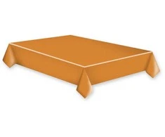 Spalvota popierinė staltiesė „Baltos taškelės“ oranžinė, 120x180 cm