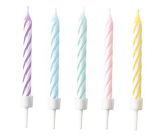 Teka Pastel Rainbow gimtadienio žvakės 10vnt.