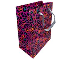 Spalvotas neoninis raštuotas dovanų maišelis 18x10x23 cm