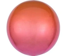 Spalvotas Ombr√© raudonos ir oranžinės spalvos rutulio formos folijos balionas 40 cm