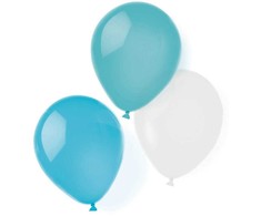 Spalvoti „Aqua Glamor“ mėlyni balionai, 8 vnt. 10 colių (25,4 cm)