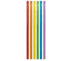 Spalvoti daugiaspalviai plastikiniai šiaudeliai, 6 vnt. rinkinys