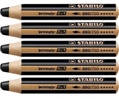 Stabilo Woody 3in1 kreidelė, juoda