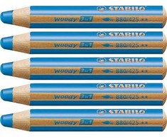 Stabilo Woody 3w1 storos kreidelės, mėlynos
