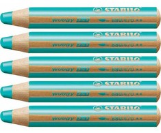Stabilo Woody 3in1 storos kreidelės, turkio spalvos