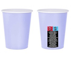Spalvoti vienspalviai levandų violetiniai popieriniai puodeliai, 14 vnt., 270 ml