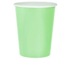 Spalvoti vienspalviai mėtų žalios spalvos popieriniai puodeliai, 14 vnt. pakuotėje, 270 ml