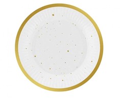Spalvotos auksinės popierinės lėkštės „Celebrate“, 6 vnt., 18 cm