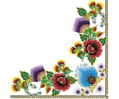 Spalvotos, baltos spalvos, siuvinėtos servetėlės su apvadu, 20 vnt., 33 x 33 cm