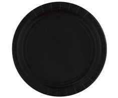 Spalvotos juodos popierinės lėkštės, 8 vnt., 23 cm