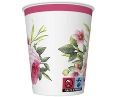 Spalvotos šakelės su lapais, rožės formos popieriniai puodeliai, 8 vnt., 250 ml